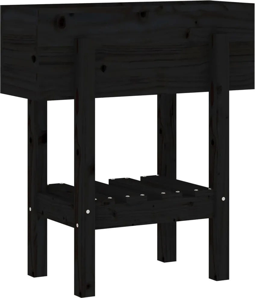 vidaXL fekete tömör fenyő kerti növénytartó 62 x 30 x 69 cm