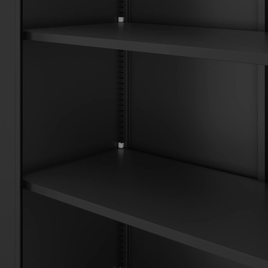 Keskeny, fekete fém iratszekrény, 450x1850x400 mm: ALEX