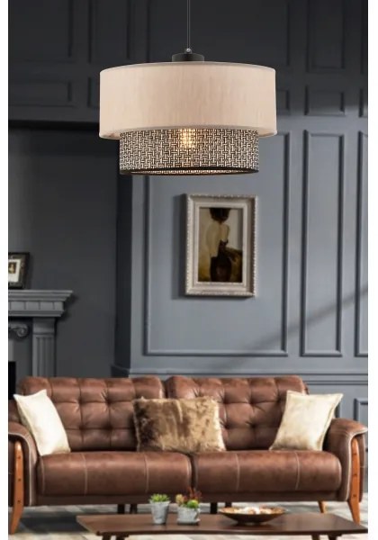 Zsinóros csillár ECHO 1xE27/60W/230V bézs/szürke