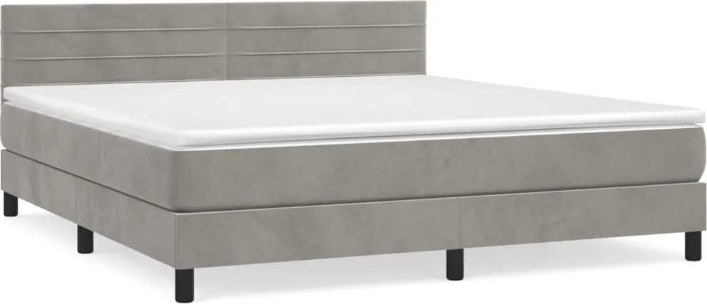 vidaXL világosszürke bársony rugós ágy matraccal 180x200 cm