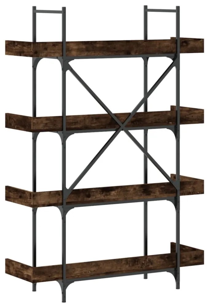 4 szintes füstös tölgy szerelt fa könyvespolc 100x33x145,5 cm