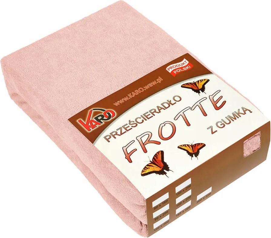 Gumis frottír lepedő 180x200 lazacszínű 006 Karo
