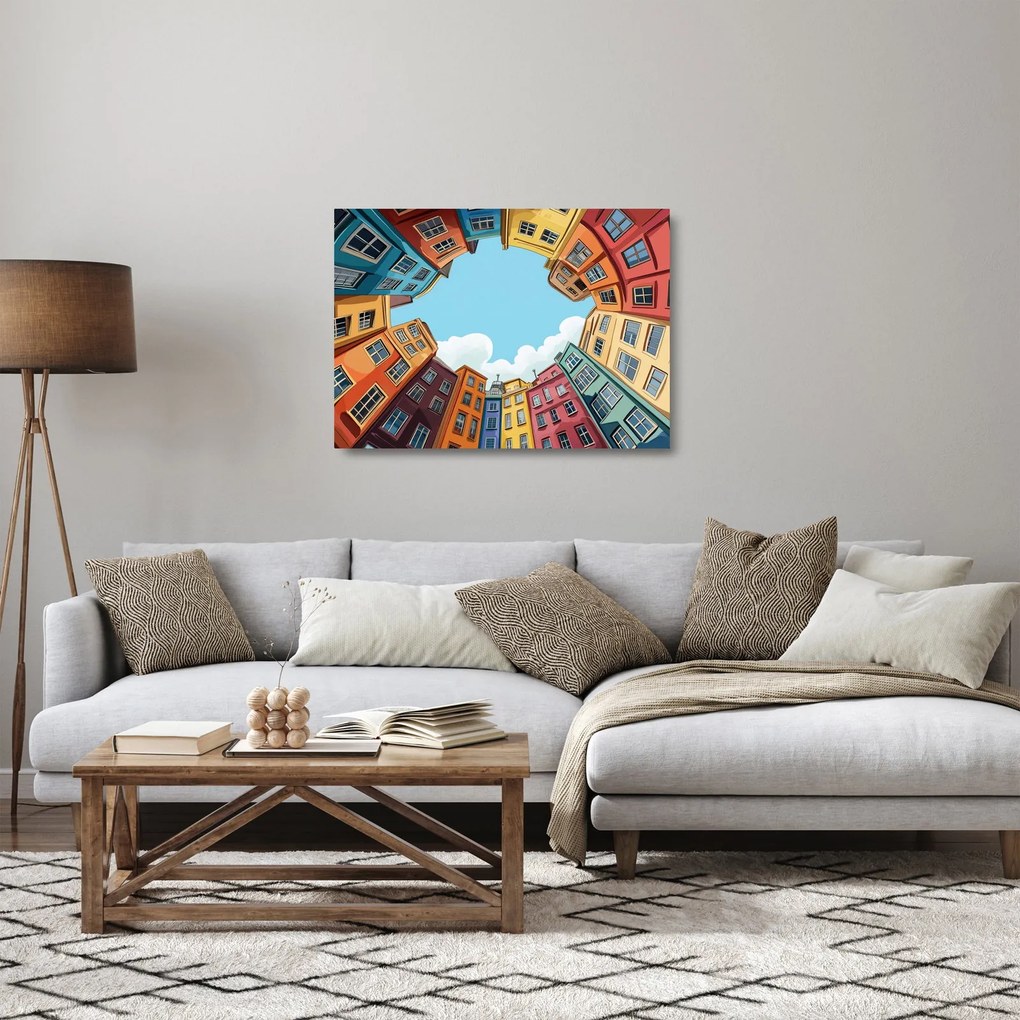 Üveg kép - Házak között (70x50 cm)