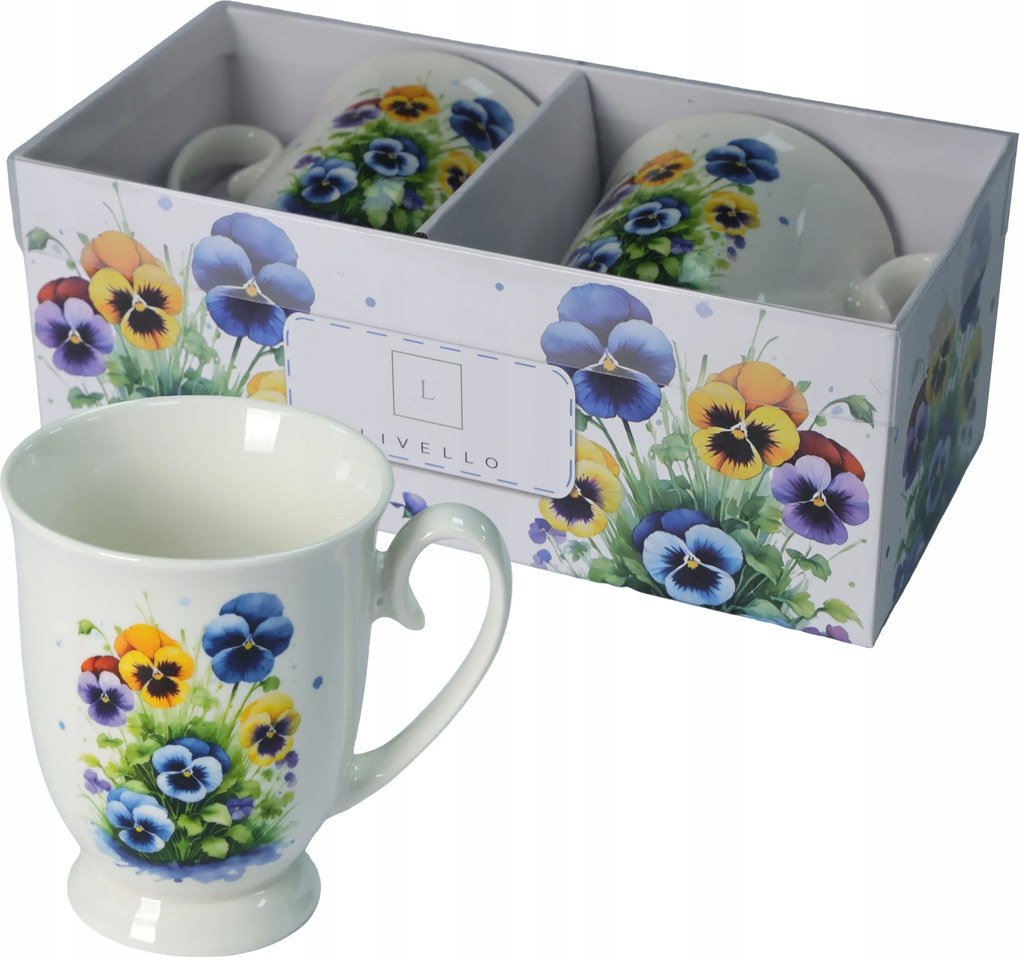 2 db-os porcelán bögre díszdoboz 350ml Livello árvácska ajándék