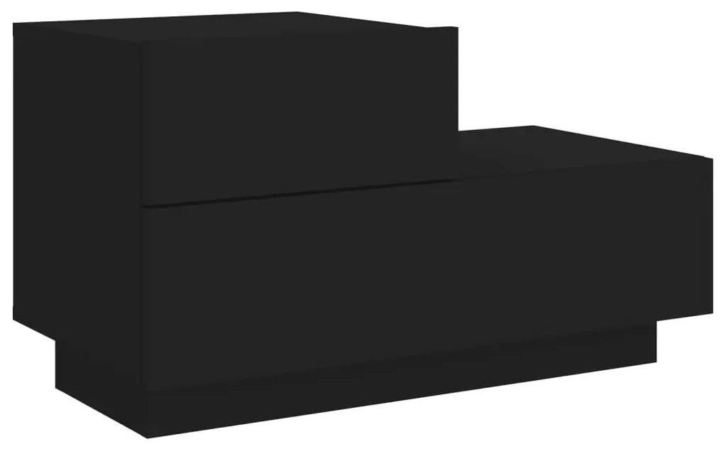 Fekete éjjeliszekrény LED-világítással 70 x 36 x 40,5 cm