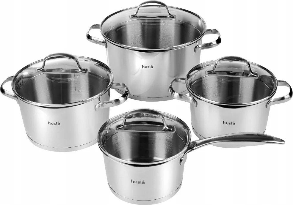 Edénykészlet Fedővel Rozsdamentes Acél Indukciós Gáz 8 Db-os