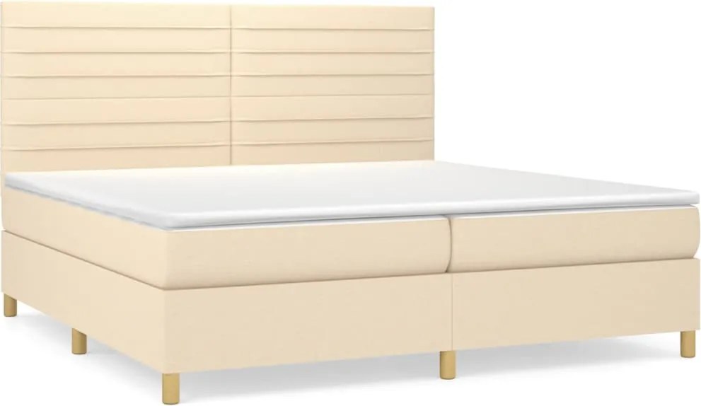 vidaXL krémszínű szövet rugós ágy matraccal 200 x 200 cm