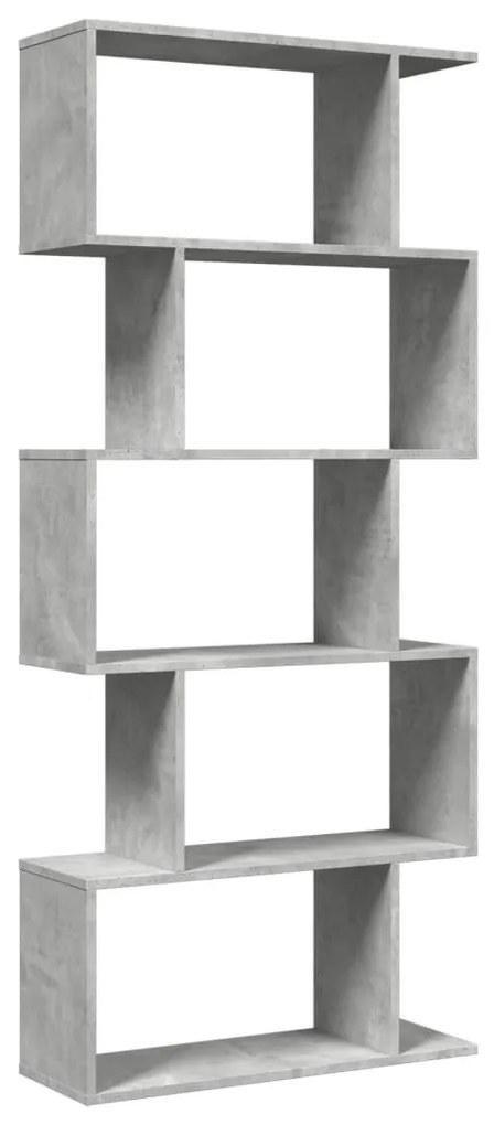 5 szintes betonszürke fa térelválasztó könyvespolc 70x24x161 cm
