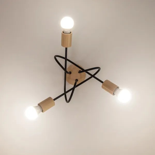 OXFORD felületre szerelt mennyezeti csillár 3xE27/15W/230V fenyő/fekete