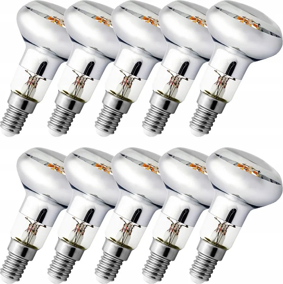 Készlet 10 x Led izzó Filament E14 4W R50 Fényszóró Gomba 3000K