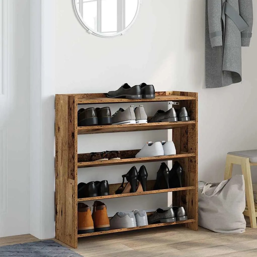 antik fa szerelt fa cipőtartó 80x25x81 cm