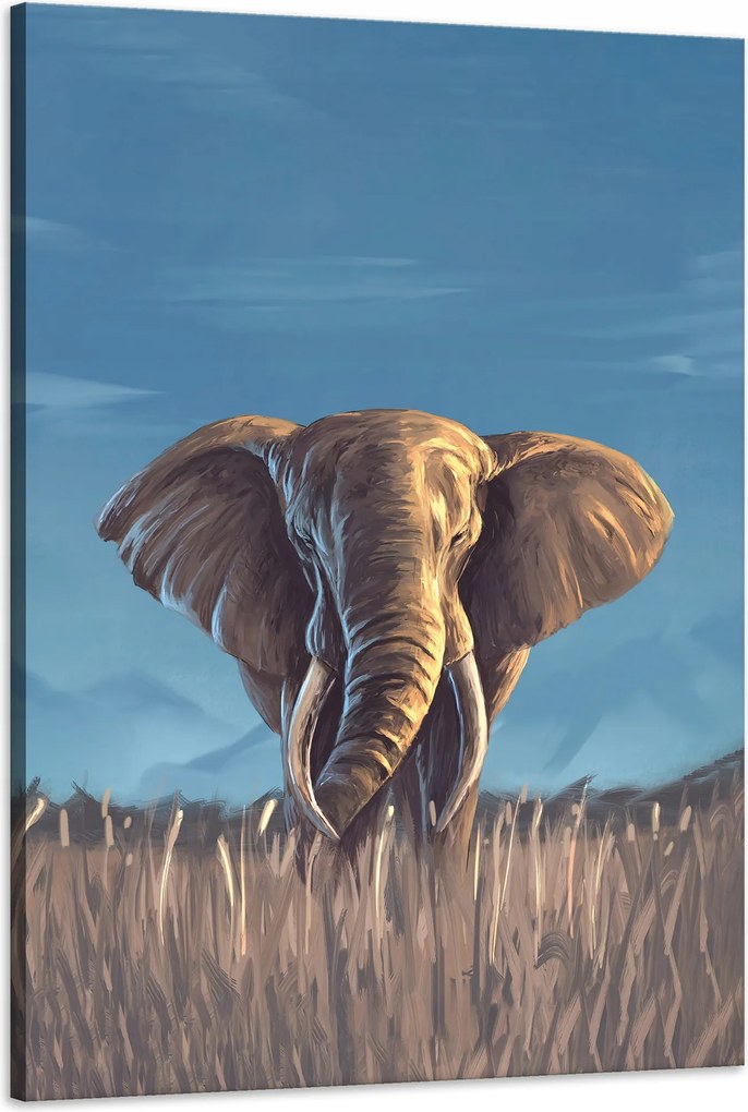 Olajfestmény Stílus Szürke Nagy Elefánt 60x90 cm Ideális ajándék