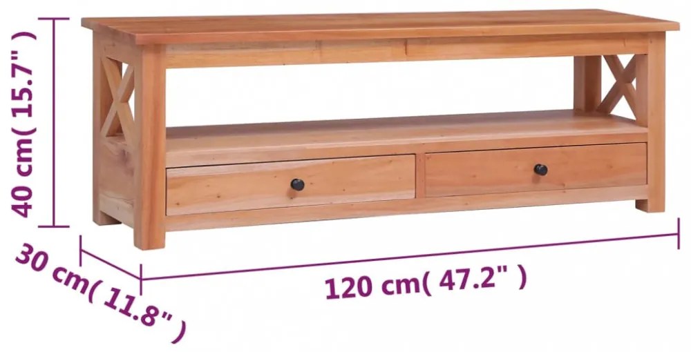 tömör mahagóni TV-szekrény 120 x 30 x 40 cm
