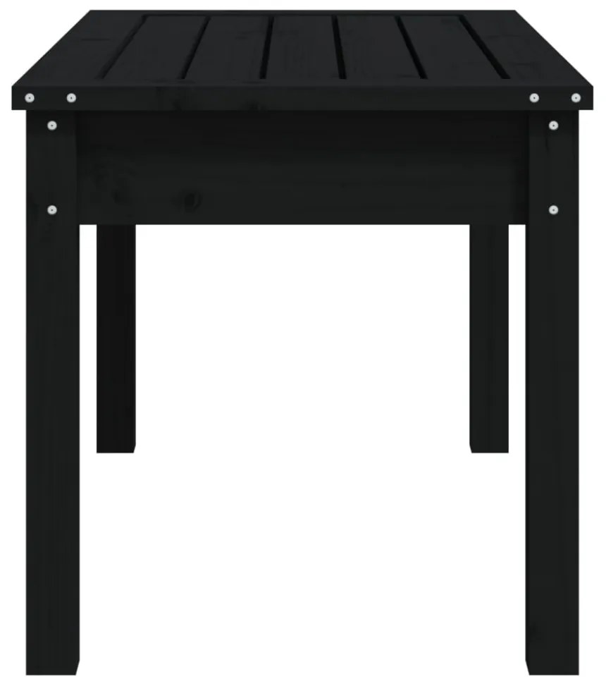 fekete tömör fenyőfa kerti pad 80x44x45 cm