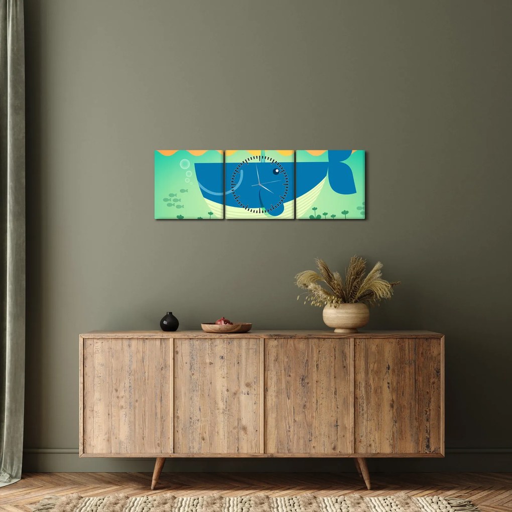 Kép - boldog bálna (órával) (90x30 cm)