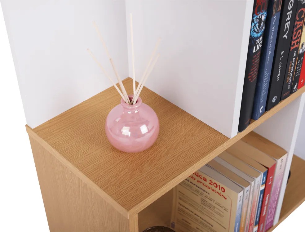 Könyvespolc, tűnyalábos fenyő/fehér, ERDEM NEW TYP 3