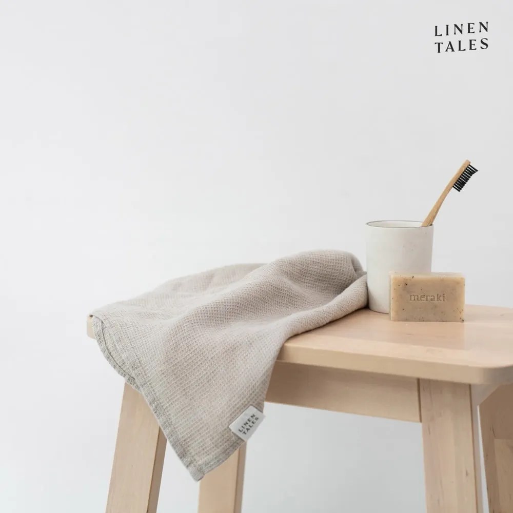 Natúr színű len darázs törölköző 45x65 cm Natural Fine Waffle – Linen Tales
