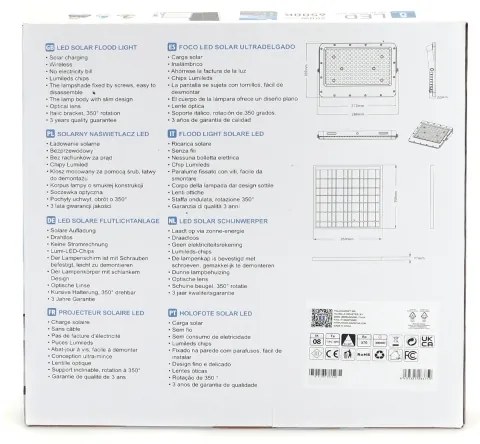 Aigostar - LED állítható fényerőjű napelemes reflektor 200W/3,2V IP65 + DO