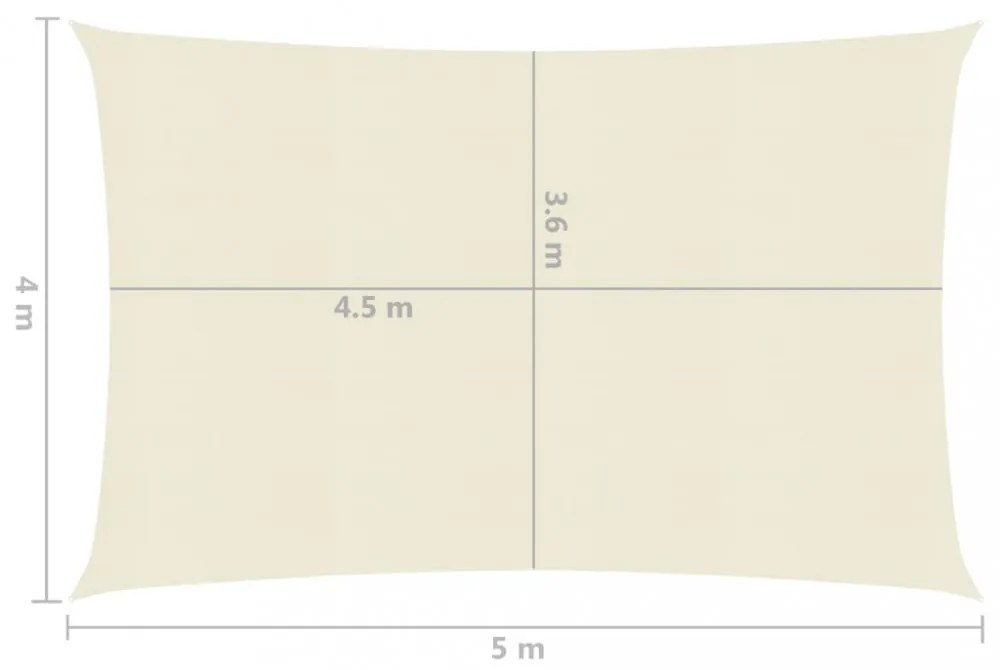 krémszínű HDPE napvitorla 160 g/m² 4 x 5 m