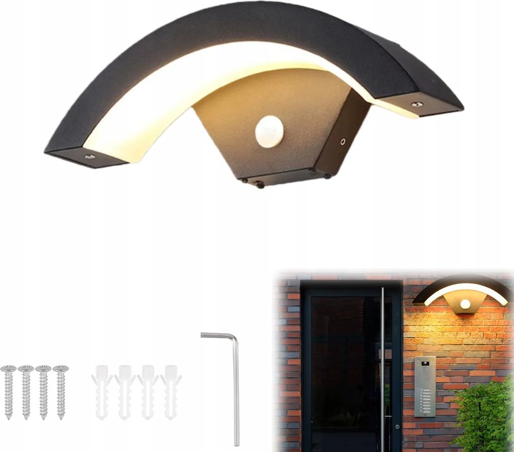 18W Led Kültéri Fali Lámpa Bejárati Ajtó Felett Mozgásérzékelő