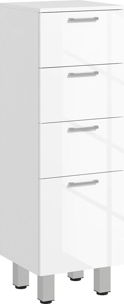 kleankin Modern Fürdőszobai Segédszekrény 4 Fiókkal és 4 Lábbal - Tárolószekrény Nappaliba és Hálószobába, Ügyelve a Stabilitásra - Teherbírás: 30 kg