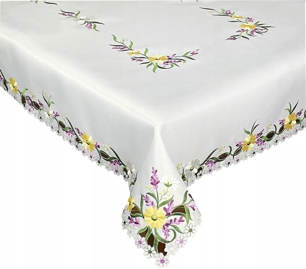 Abrosz Asztalra 130x180 Fehér Dekoratív Virágok