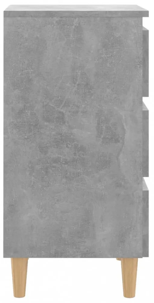 2 db betonszürke éjjeliszekrény tömör fa lábakkal 40x35x69 cm