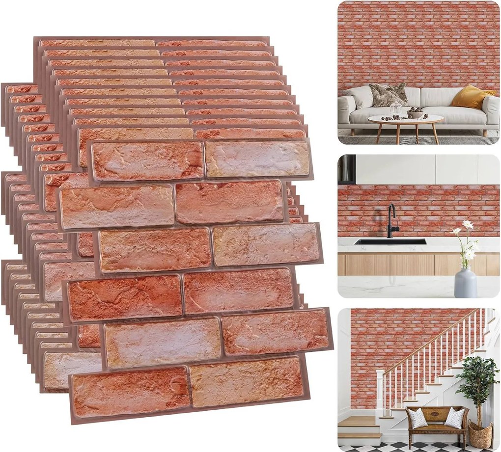 20X Öntapadós Fali Tapéta Tégla 3D Falpanelek Hab Kő Fal
