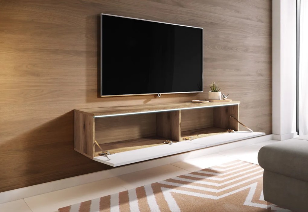 MENDES D TV asztal, 140x30x33, fekete, LED nélkül