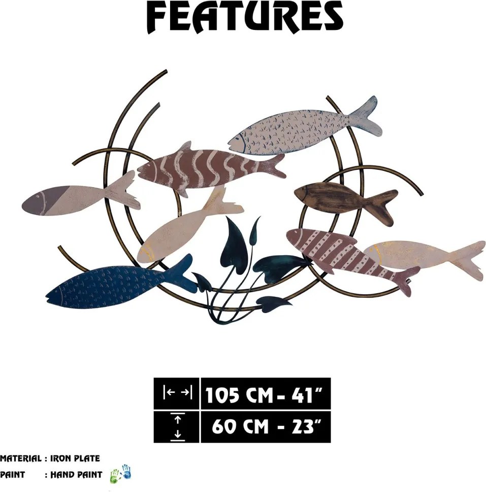 Oceano fém fali dekoráció, 105×4 cm