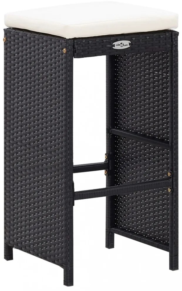 9-részes fekete kültéri polyrattan bárszett