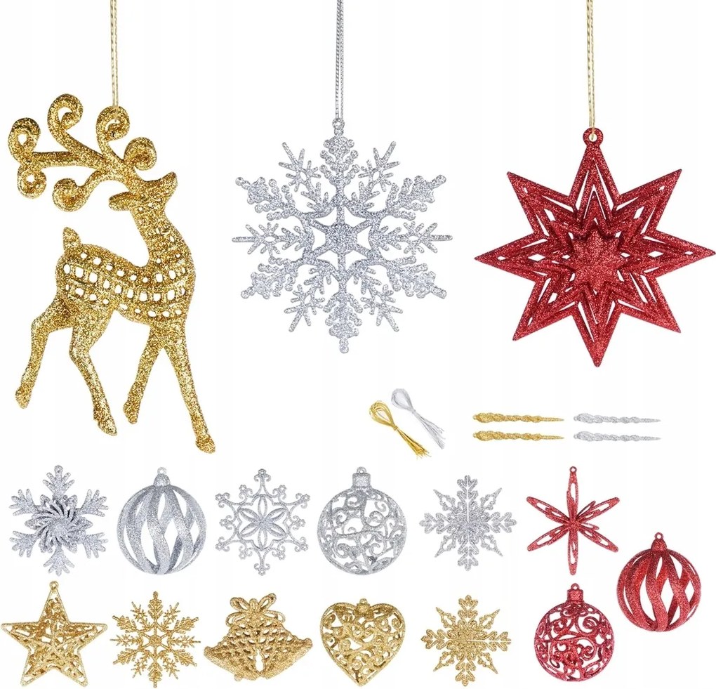 Karácsonyfadísz fa medálok karácsonyra 3 szín 20db