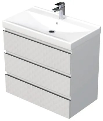 Fürdőszobaszekrény mosdóval SAT Cube Way 80x71x46 cm fehér matt CUBE3D46803ZBVER