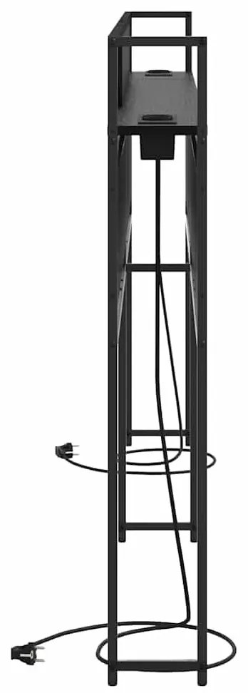 Tároló fejtámla polcokkal tárolóval Musta tammi 180 cm Faanyag