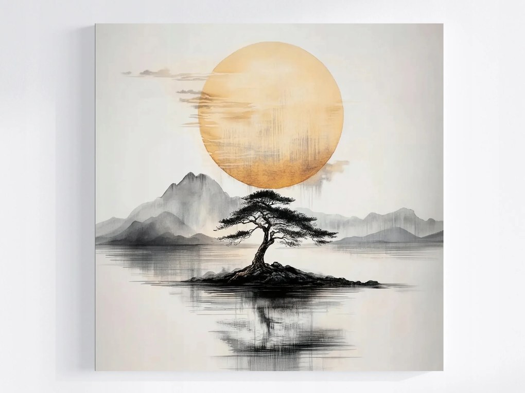 Vászonkép Canvas Japán Fa Zen Nap Hegyek Sziget Kelet 40x40