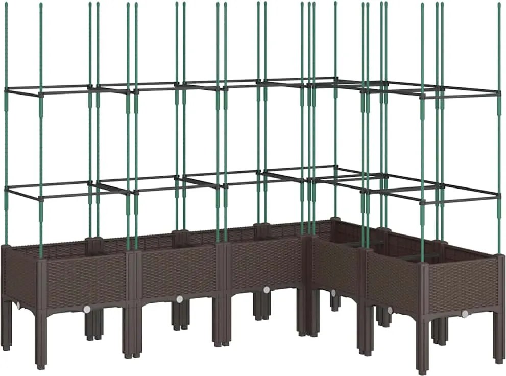 vidaXL barna polipropilén rácsos kerti ültetőláda 160 x 120 x 142,5 cm