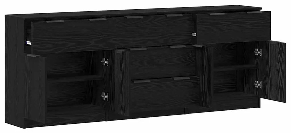 Széf fiókkal 3 pcs Musta tammi 60 x 30 x 70 cm Faanyag