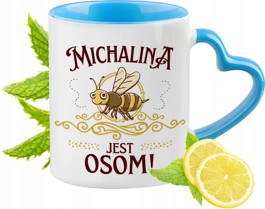 Michalina Kék Bögre Szív Alakú Füllel Kávé Ajándék