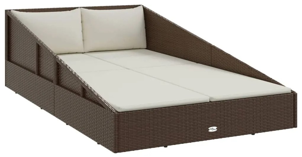 Barna polyrattan kerti ágy 110 x 200 cm