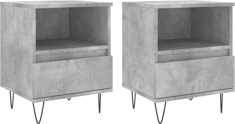 vidaXL 2 db betonszürke szerelt fa éjjeliszekrény 40 x 35 x 50 cm