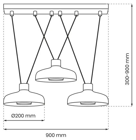 Csillár zsinóron LINEA 3xGX53/12W/230V fekete