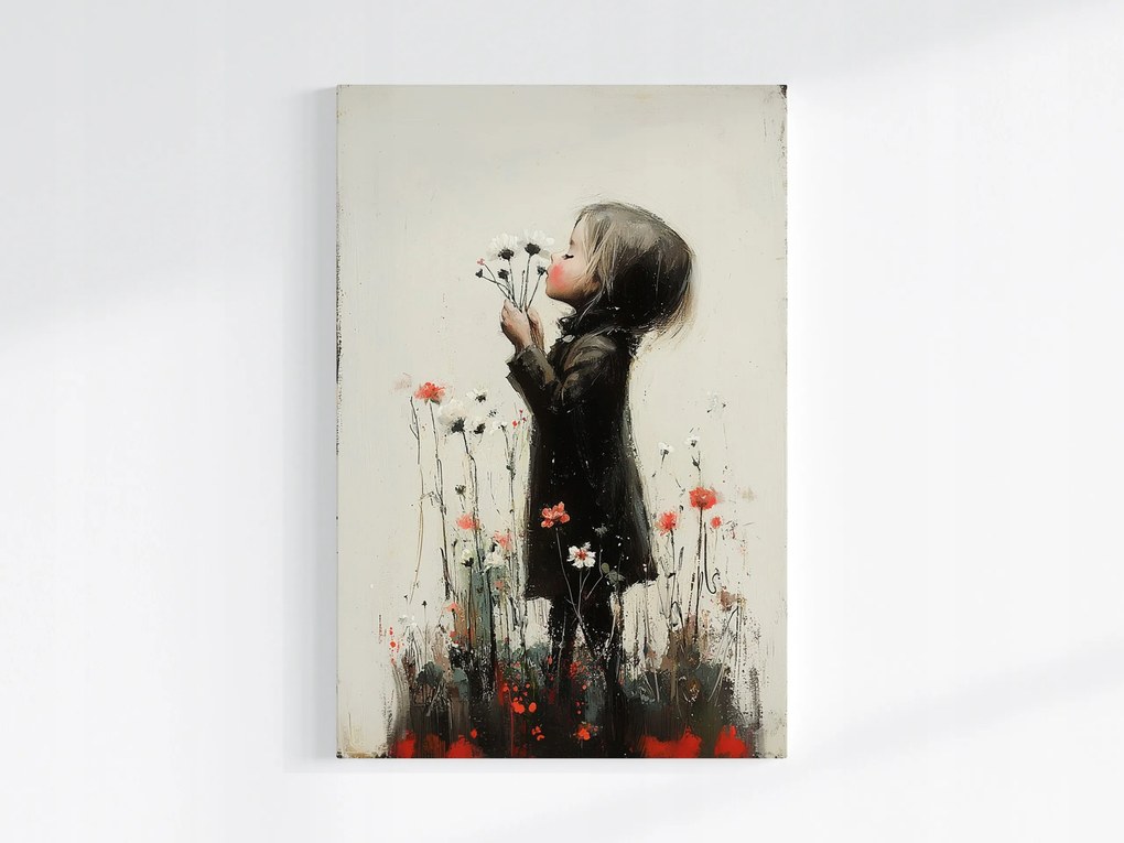 Canvas Vászonkép Gyerek Lány Portré Rét Pipacs Virágok 40x60