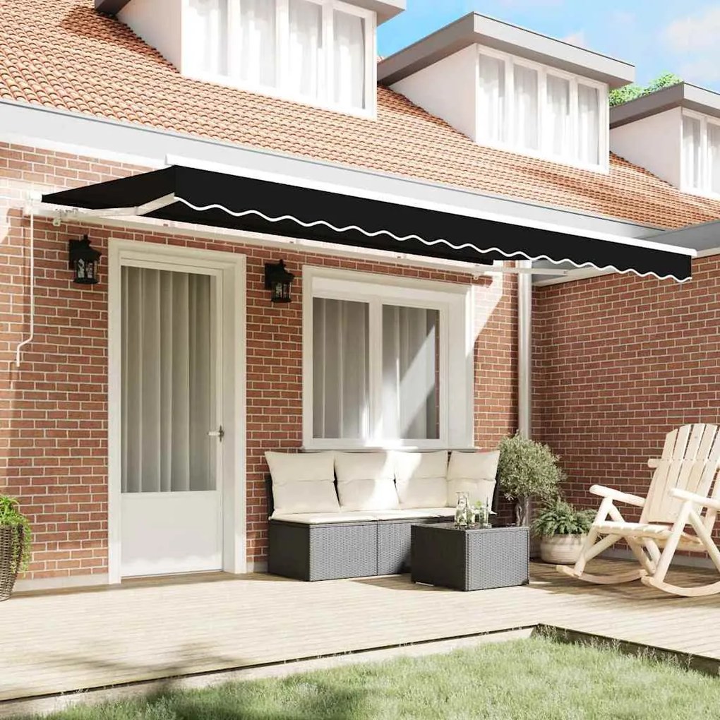 Behúzható napellenző Fekete 400 x 200 cm Pamut és Alumínium