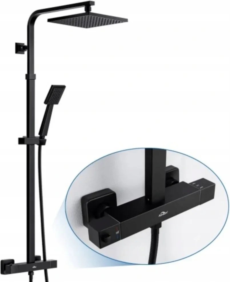 Auralum zuhany csaptelep esőztető fekete 90-124 cm