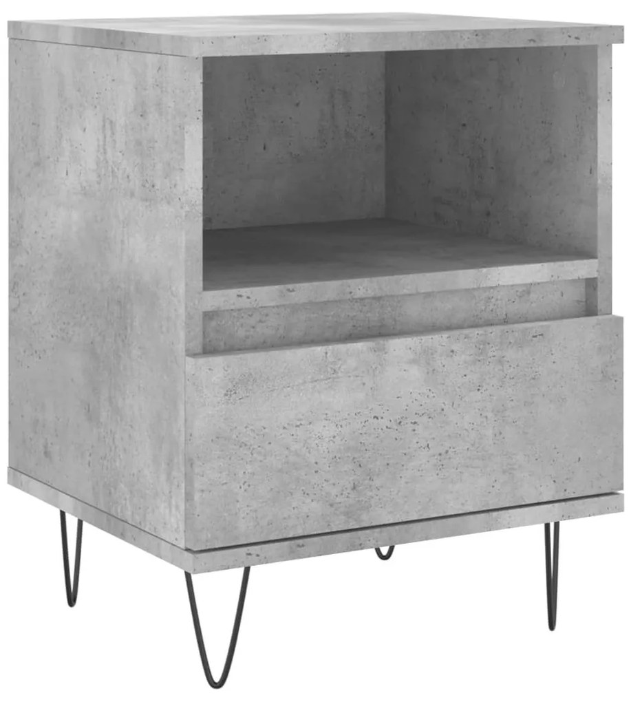 2 db betonszürke szerelt fa éjjeliszekrény 40 x 35 x 50 cm