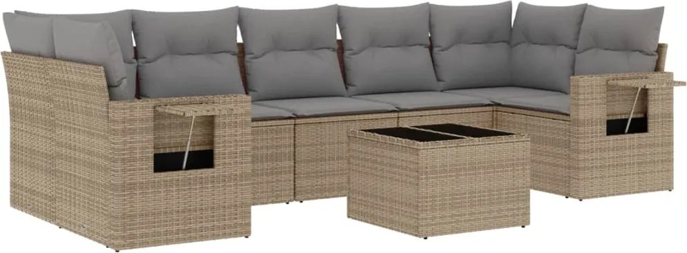 vidaXL 8 részes bézs polyrattan kerti ülőgarnitúra párnával
