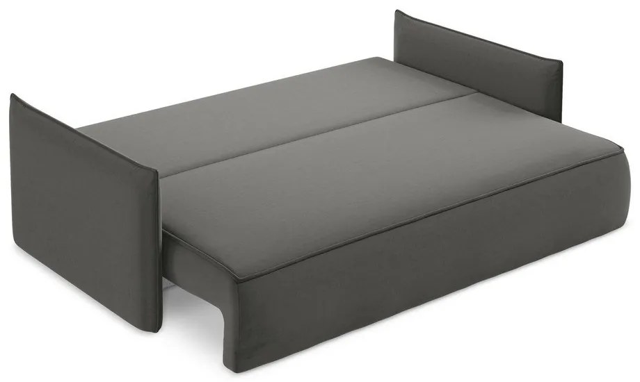 Sötétszürke bársony kinyitható-tárolóhelyes kanapé 225 cm Hula – Makamii