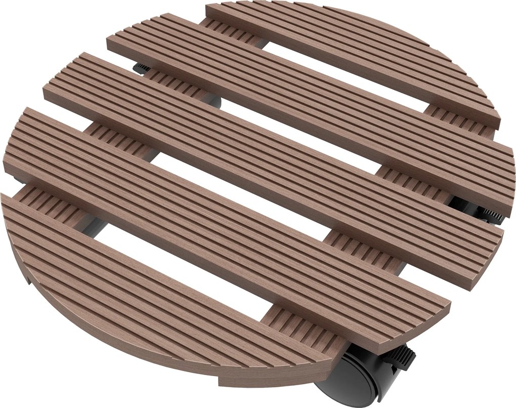 Outsunny 4 darabos kerek virágtartó kerekekkel - Virágcserép tartó gördíthető állvány, beltéri és kültéri használatra | Aosom