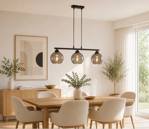 Brilagi - DIOR kábeles függőlámpa 3xE27/60W/230V fekete/füstszürke