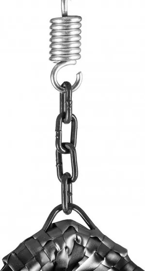 Fekete függő szék KOKON állvány nélkül, zöld-fehér párna